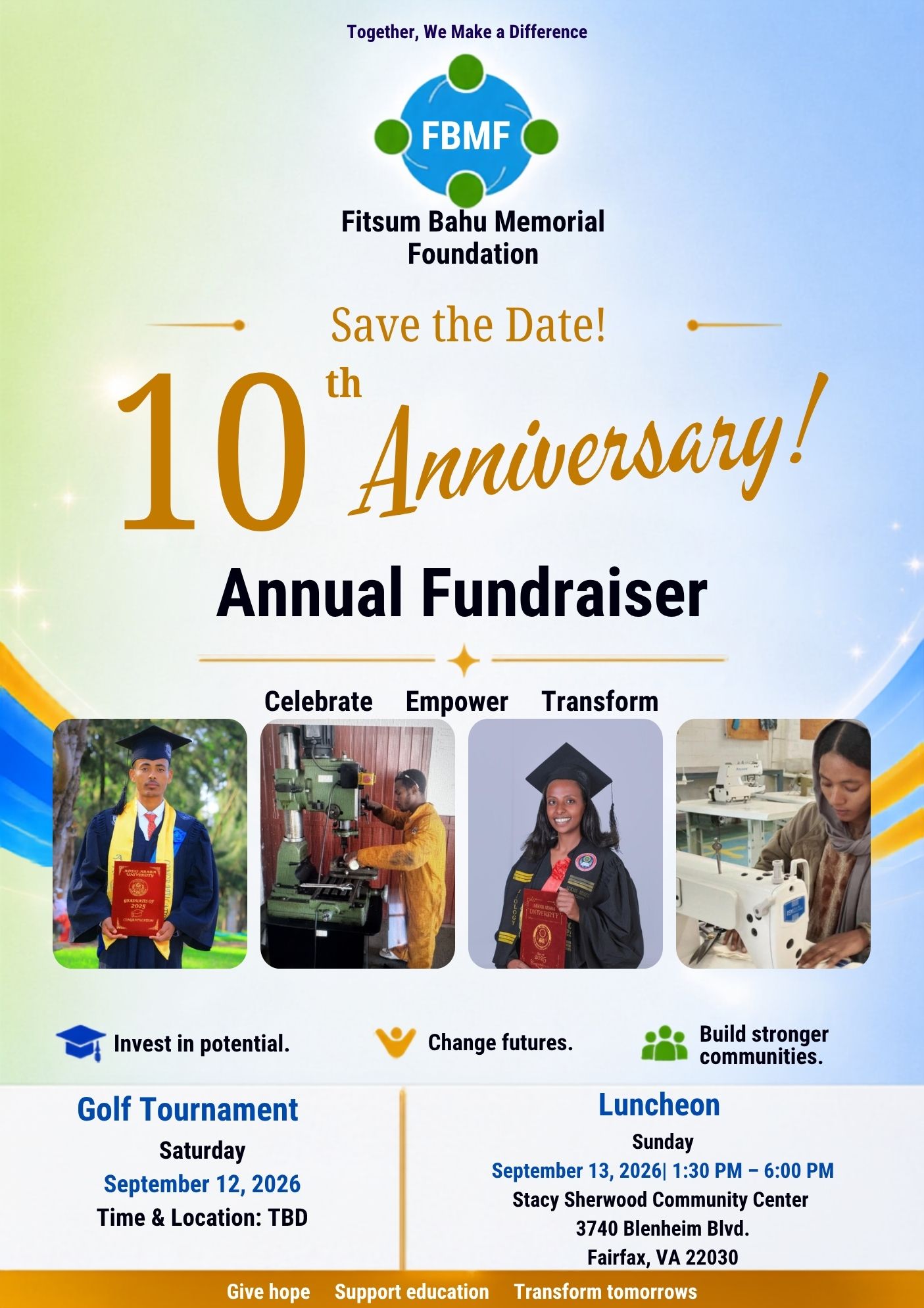 FBMF 10th Annual Fundraising Weekend Event Flyer